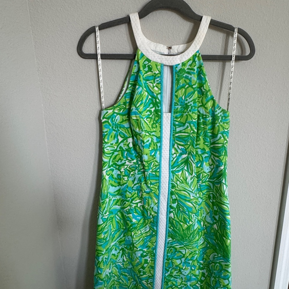 Lilly Pulitzer "Pearl" shift dress in "Green Parrot